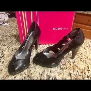 BCBGirls Italian Kid Peep-Toe Heels